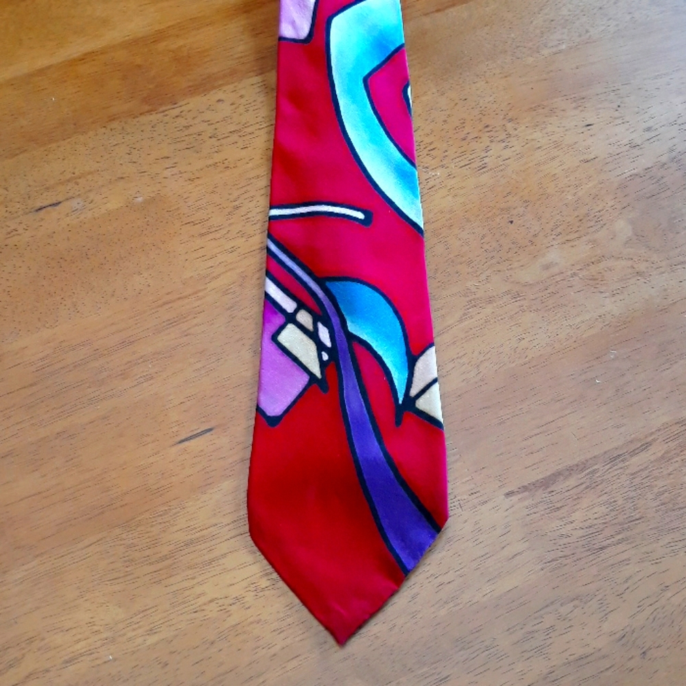 Brilliant red abstract  tie